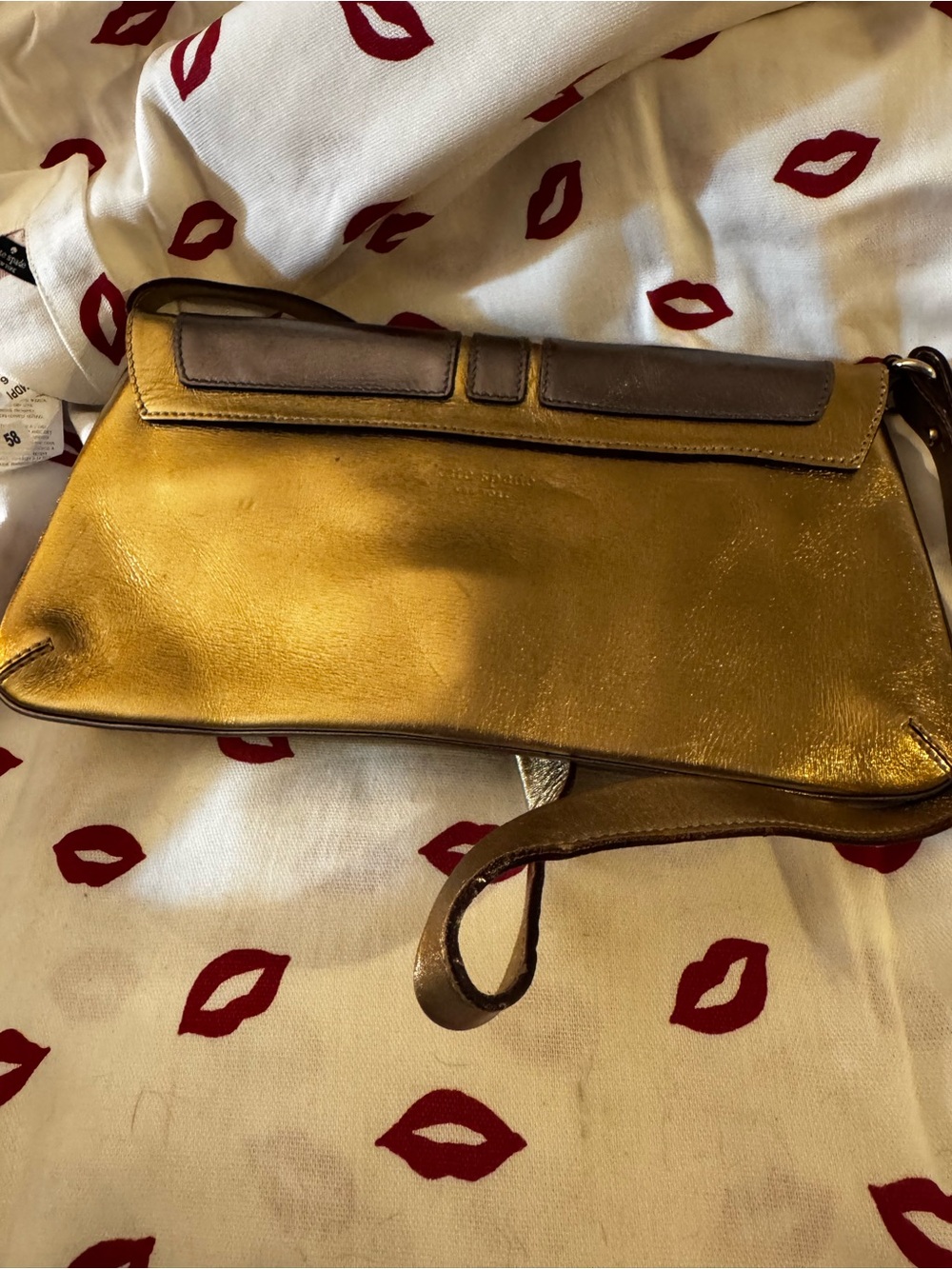 Vintage Kate Spade gold and copper Sutton Metallic leather disco shiny Y2K Rare - Picture 3 of 11